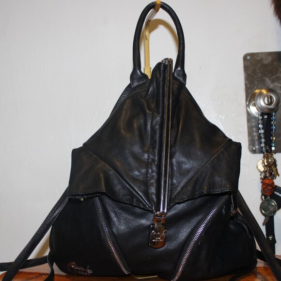 $995 RENATO ANGI Venezia Black Genuine Leather Backpack Bag Purse Like New main image 9